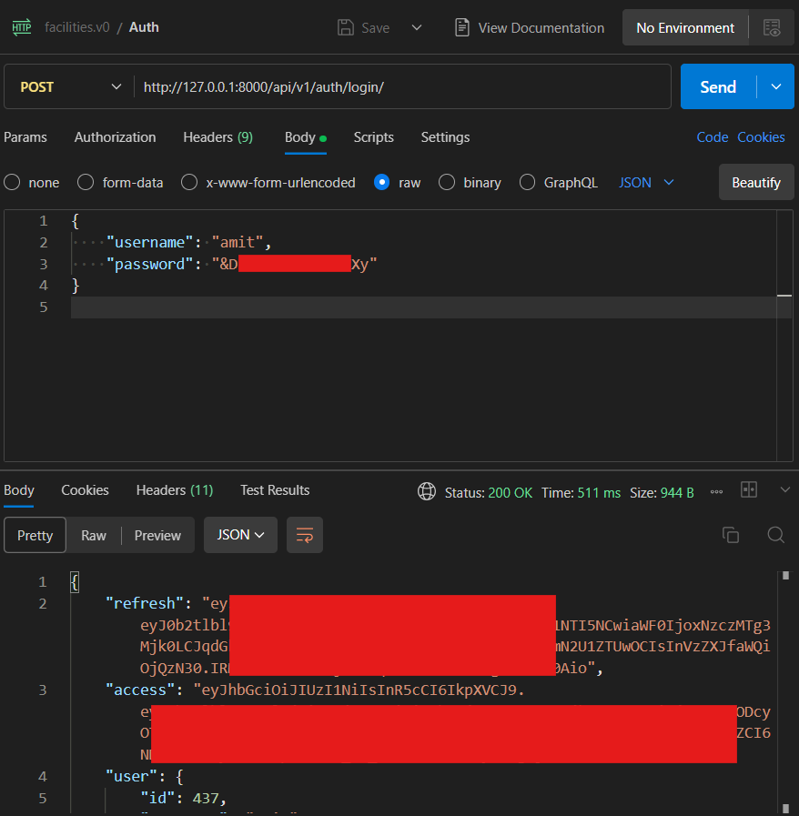 Postman login example
